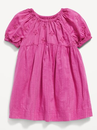 Puff-Sleeve Floral-Eyelet Dress for Baby | Old Navy (US)