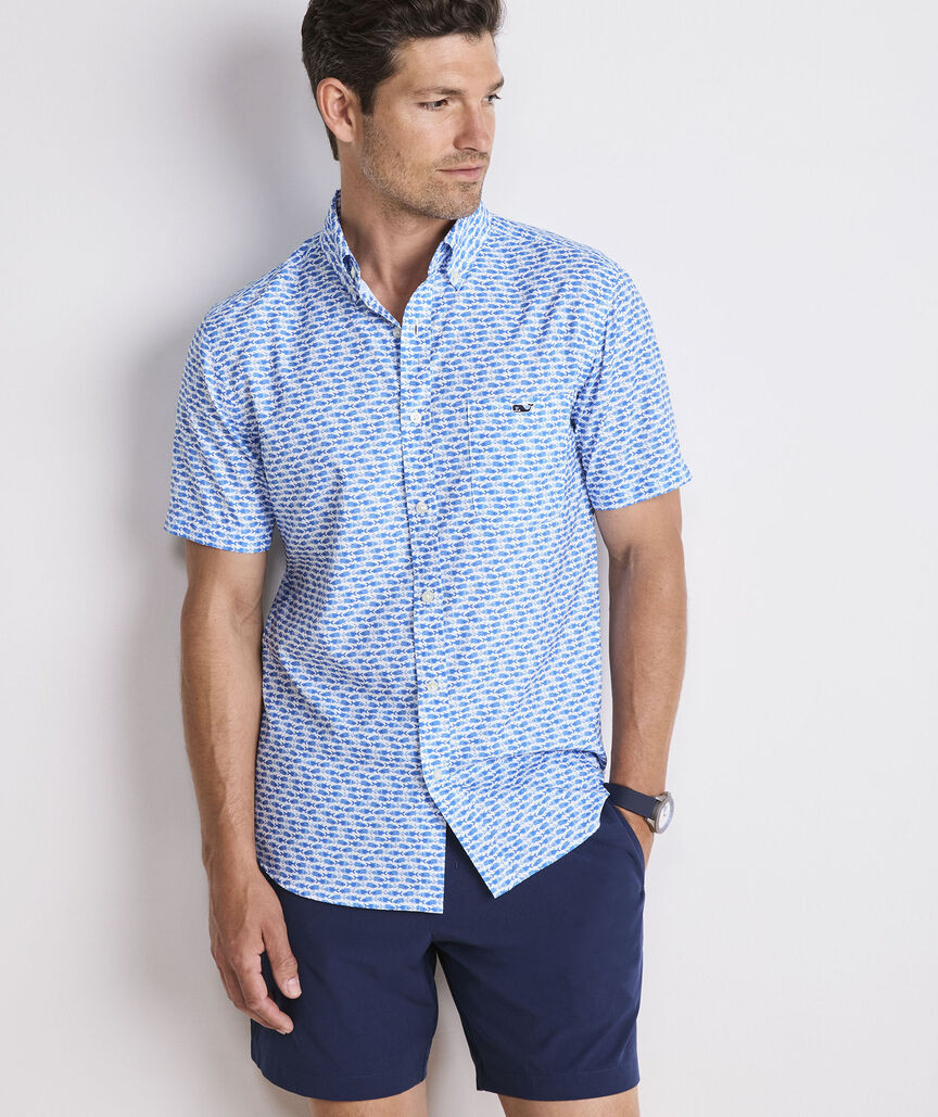 Micro Fish Short-Sleeve Performance Ripstop Shirt | vineyard vines
