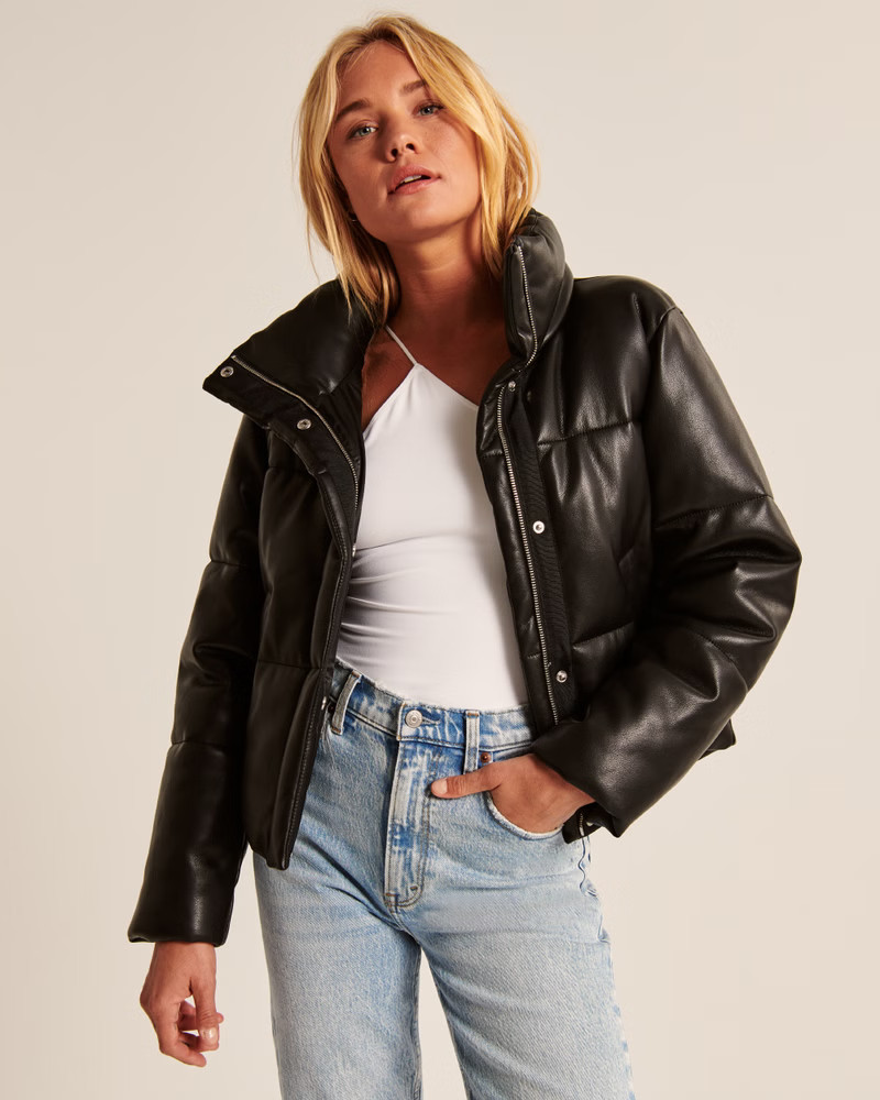 A&F Vegan Leather Mini Puffer | Abercrombie & Fitch (US)