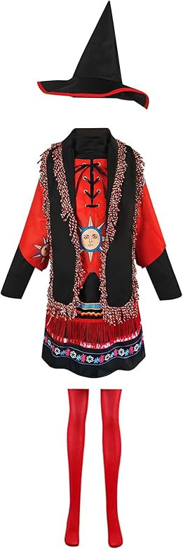 Dani Dennison Costume Kids Adult Witch Outfits Red Skirt Dress Full Set with Hat Scarf for Hallow... | Amazon (US)