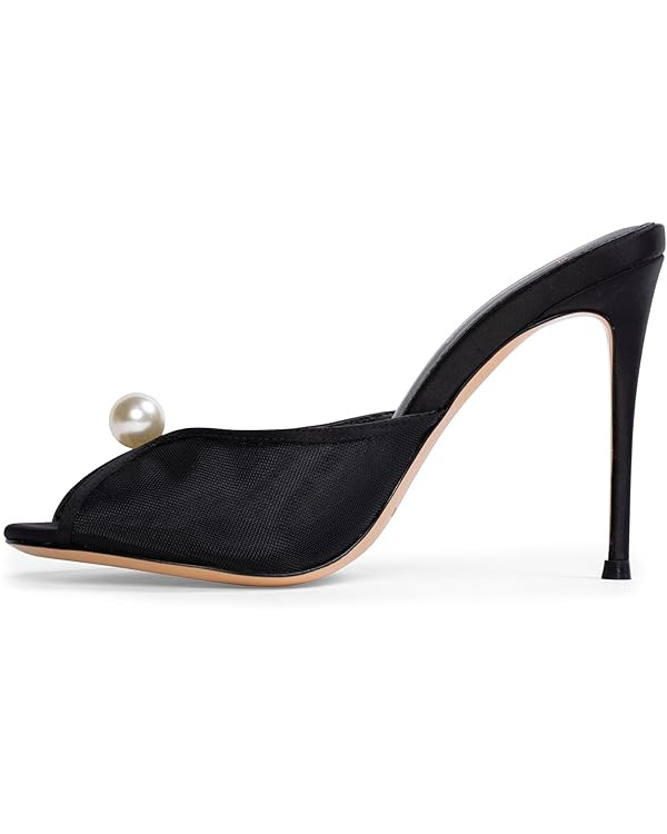 Mesh Mule Heels for Women with 4 Inch Stiletto Heel | Amazon (US)
