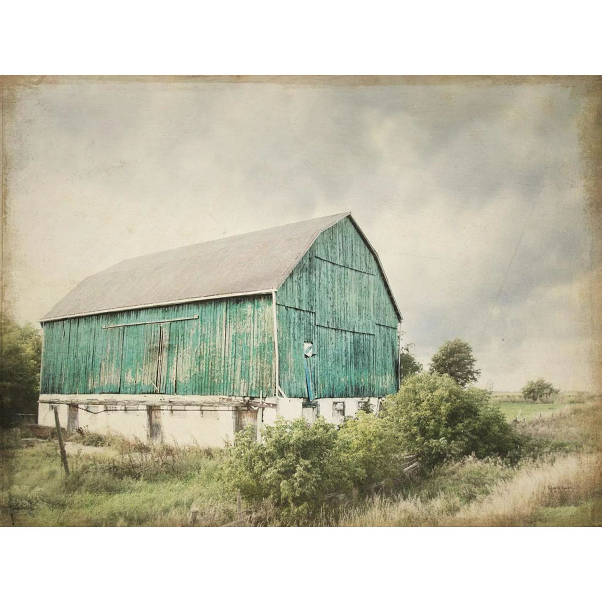 Late Summer Barn I Crop Vintage Turquoise Teal Farmhouse Country Photo Print Wall Art By Elizabet... | Walmart (US)