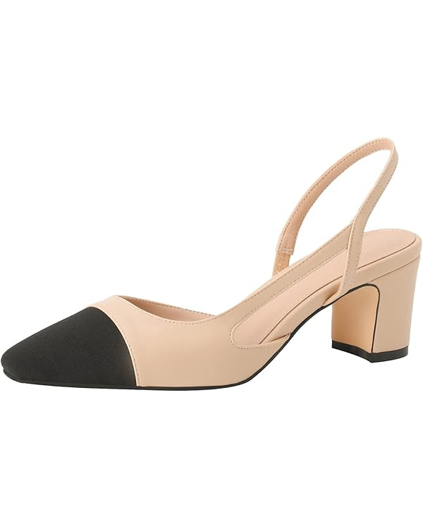 MIRAAZZURRA Women Sling Back Pumps Chunky Heels Sexy Splicing Round Toe Casual Wedding Shoes for ... | Amazon (US)