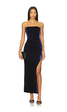 Bardot x REVOLVE Everlasting Velour Midi Dress in Navy from Revolve.com | Revolve Clothing (Global)