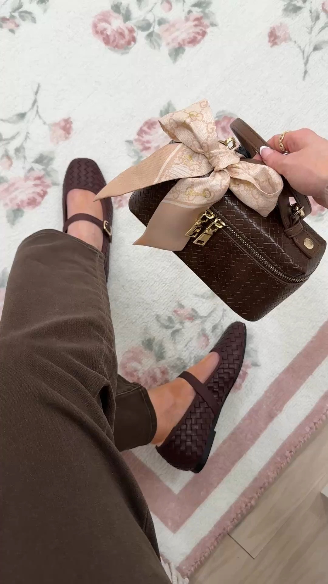 The cutest brown fall outfit 🤎🍂 These Quince brown jeans are paired with woven Mary Jane flats and a chic vanity bag from Walmart for an easy, feminine fall look. The Walmart accessories look so high-end for less! Quince jeans, Walmart Mary Jane flats, and Walmart vanity bag all run true to size.

#LTKSaleAlert #LTKSeasonal #LTKootd