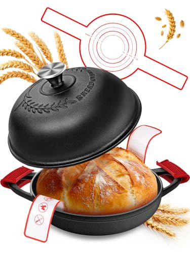 Dutch Oven Bread Baking Pot with Lid 6QT Enameled Cast Iron Oven, Matte Black Design & Sourdough Kit (Silicone Sling) for Artisan Bread Making | Amazon (US)