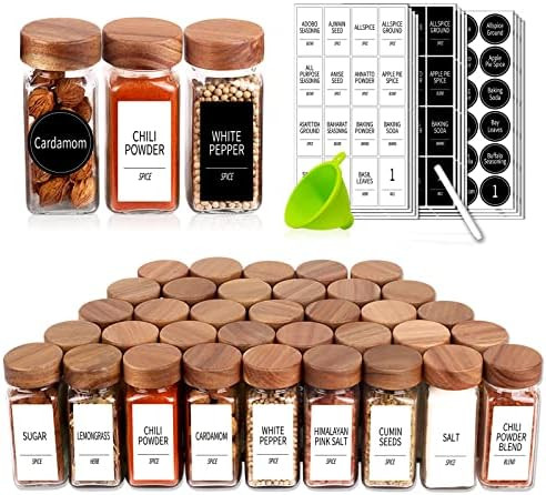 Churboro 36 Spice Jars with 547 Labels - Glass Spice Jars with Shaker Lids - 4 Oz Square Spice Co... | Amazon (US)