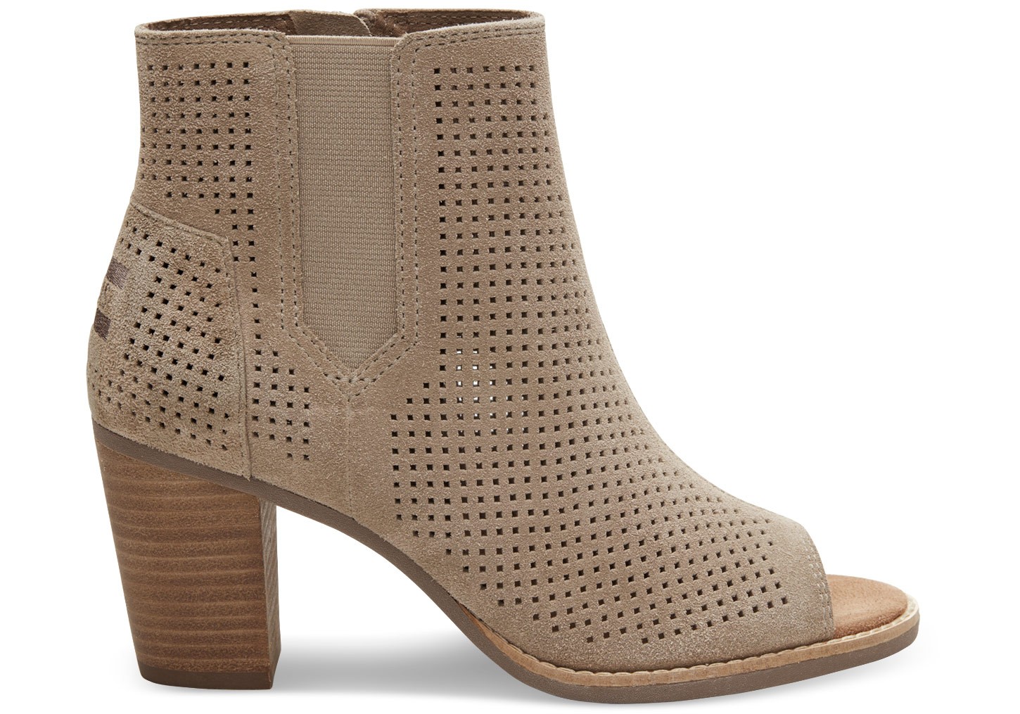 TOMS Stucco Suede Perforated Women's Majorca Peep Toe Booties - Size 8 | TOMS (US)