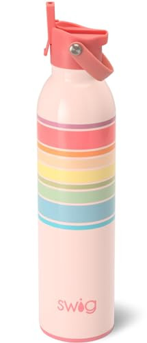 Swig Life 26oz Insulated Water Bottle, Travel Water Bottle with Straw and Lid, Cup Holder Friendly, Stainless Steel (Good Vibrations) | Amazon (US)