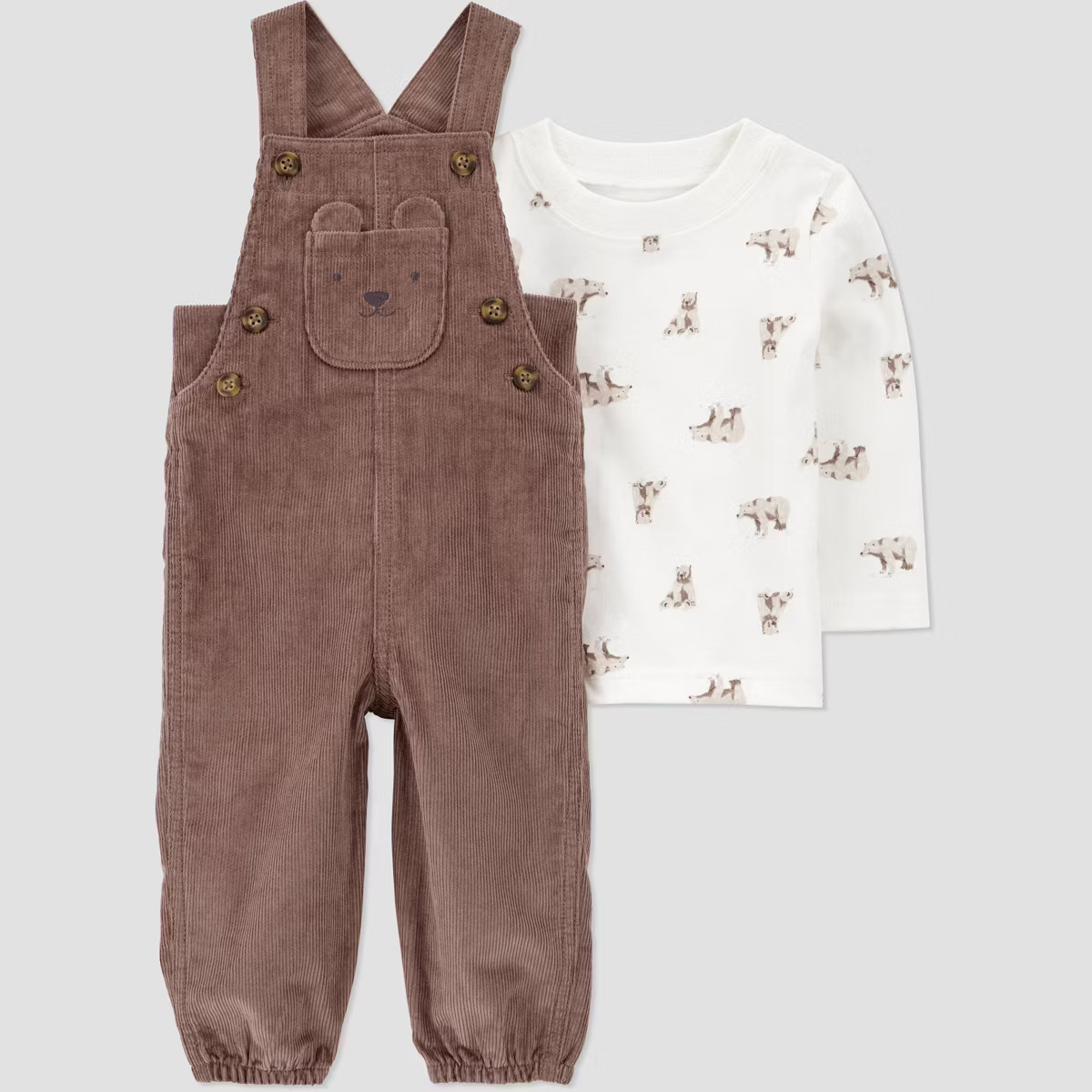 Carter's Just One You® Baby Boys' 2pc Bear Overalls Set - Cream/Brown | Target