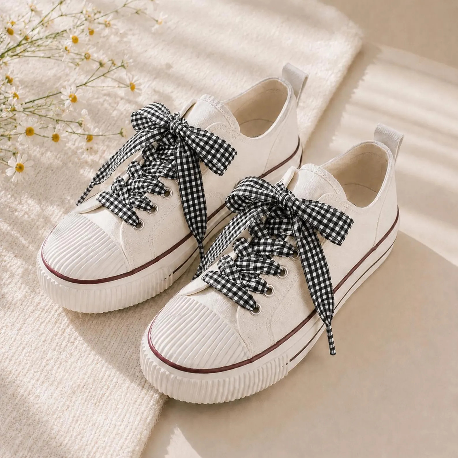 Black Gingham Shoe Lace | Etsy (Global)