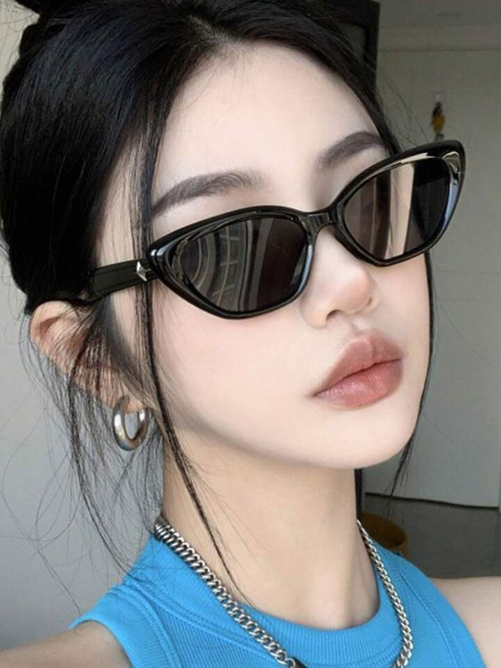 1pc Triangle Cat Eye Frame Sunglasses, Fashionable And Retro Design, Street Style Trendy Eyewear ... | SHEIN