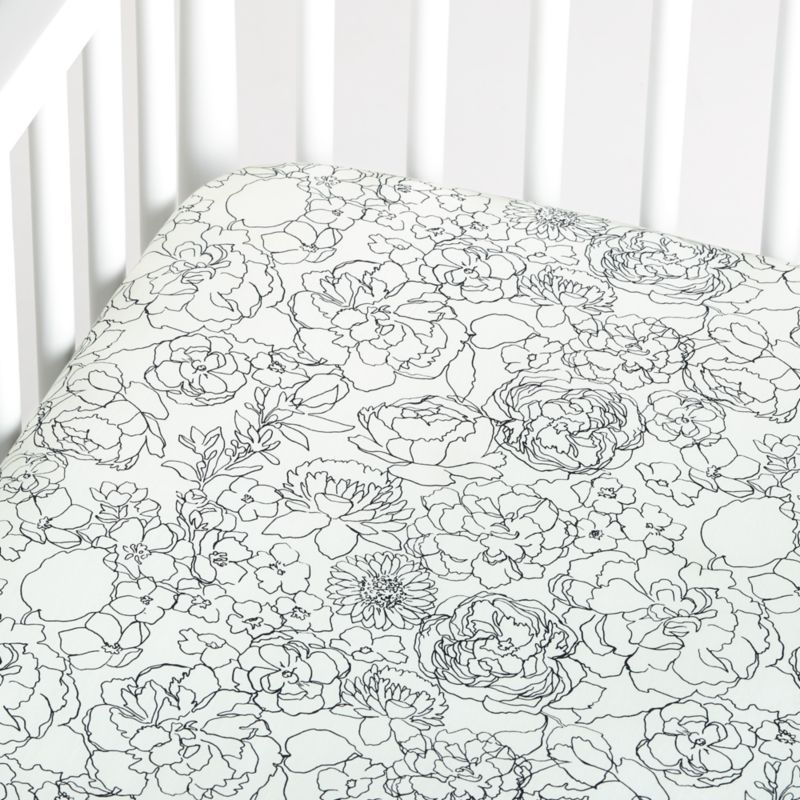 English Garden Organic Crib Fitted Sheet | Crate and Barrel | Crate & Barrel