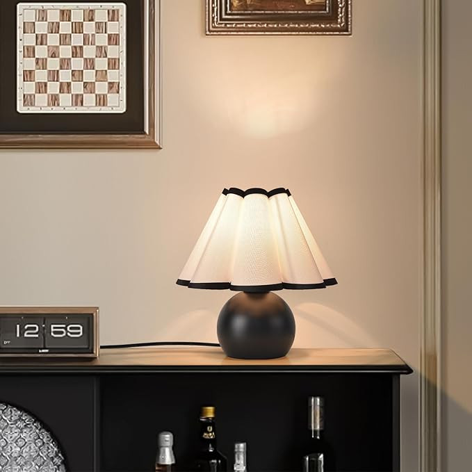 Matte Black Small Bedside Mini Table Lamp for Bedroom, Cute Bedroom Lamps for Nightstand, Cute Mi... | Amazon (US)