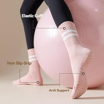 BONANGEL Pilates Socks with Grips for Women, 3 Pairs Womens Grippy Yoga Ballet Barre Hospital Gym... | Amazon (US)