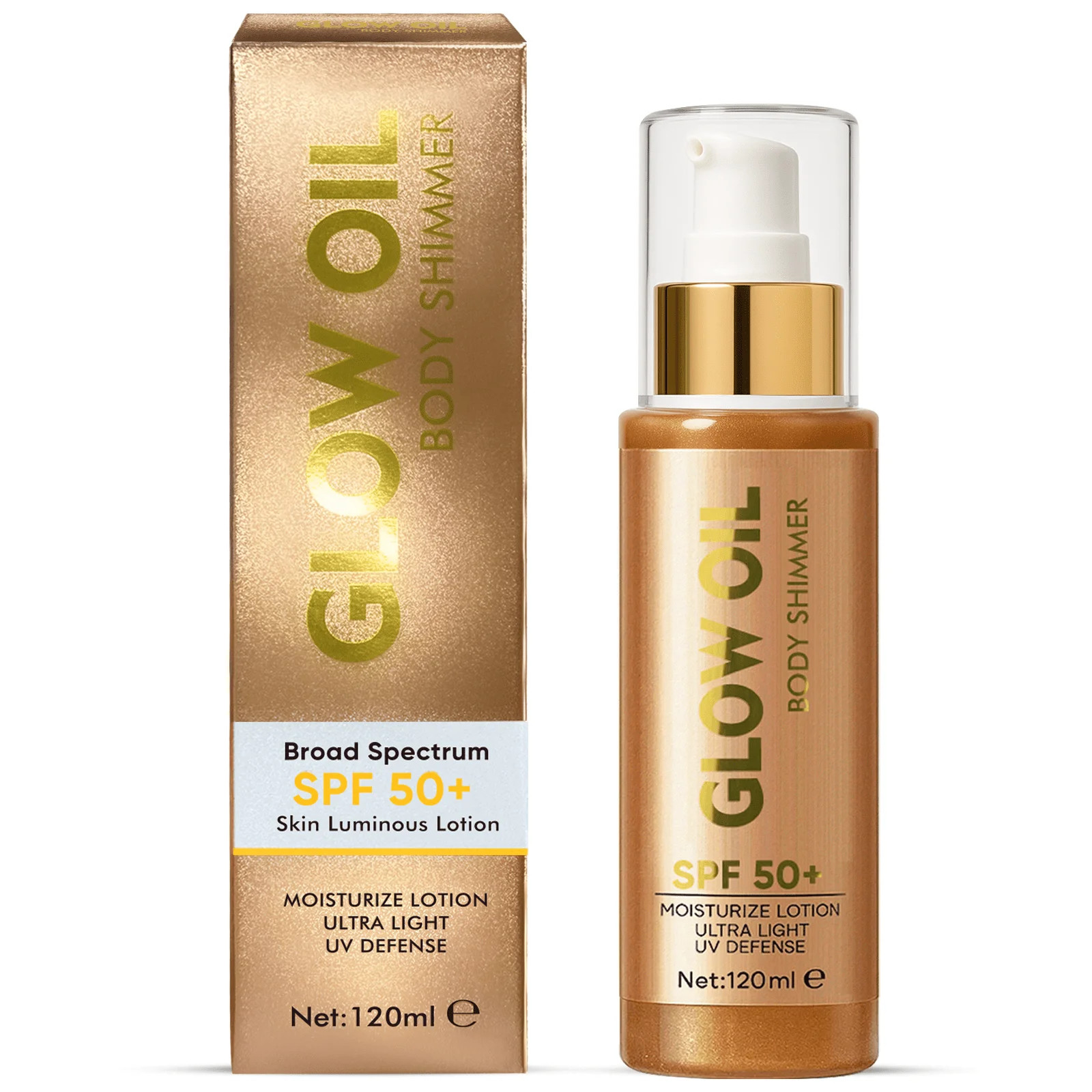 Body Glow Oil, Shimmer Body Oil, SPF 50 Broad Spectrum Sunscreen Body Oil for Beach Holidays, 3.3... | Walmart (US)
