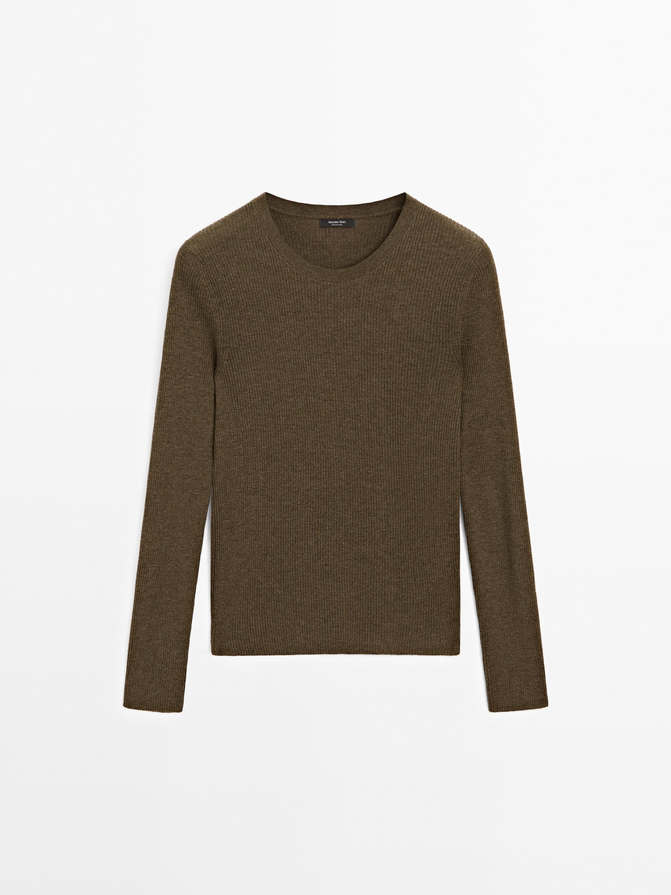 Ribbed knit wool blend sweater | Massimo Dutti UK