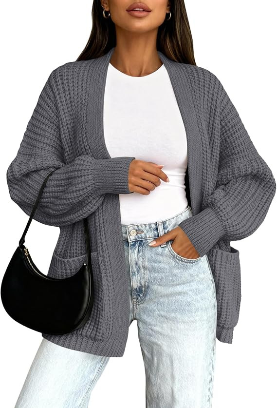 BTFBM Cardigan Sweaters for Women 2026 Fall Fashion Casual Long Sleeve Oversized Open Front Knit ... | Amazon (US)