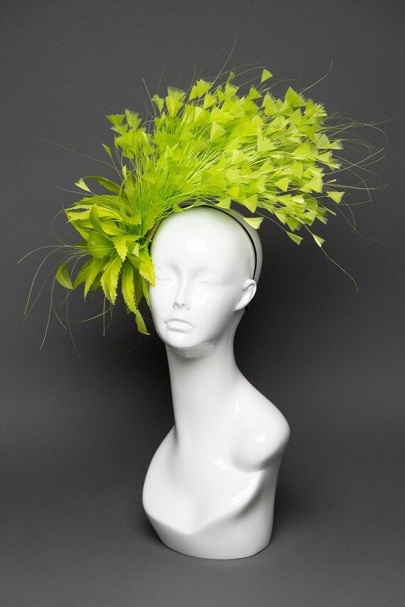 THG3248  Lime Green Fascinator Kentucky Derby Cocktail Hat | Etsy | Etsy (US)