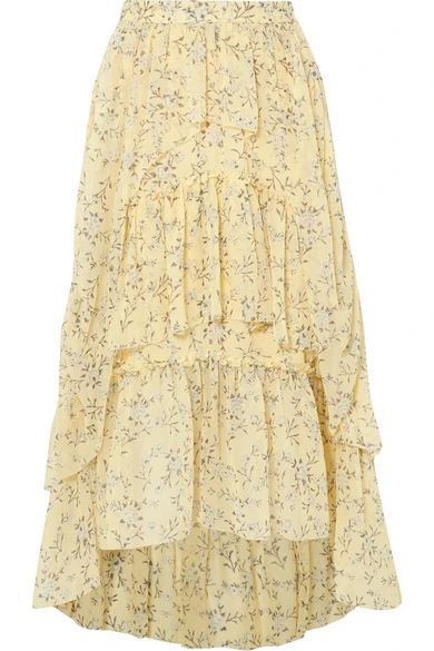 Marilyn asymmetric ruffled floral-print silk-georgette skirt | NET-A-PORTER (UK & EU)