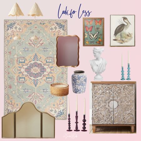 Serena & Lily lookalikes on a budget, Anthropologie lookalikes on a budget. Living room rug, bedroom rug, dining room rug, office rug, vanity mirror, candlesticks, fall decor, Halloween decor, cabinet, chinoiserie vase, Greek bust, gold mirror, wall art

#LTKhome #LTKfindsunder50 #LTKstyletip
