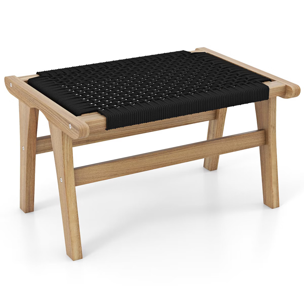 Tangkula Teak Ottoman Footstool w/ Handwoven Cordage for Patio Porch Balcony Lawn | Target