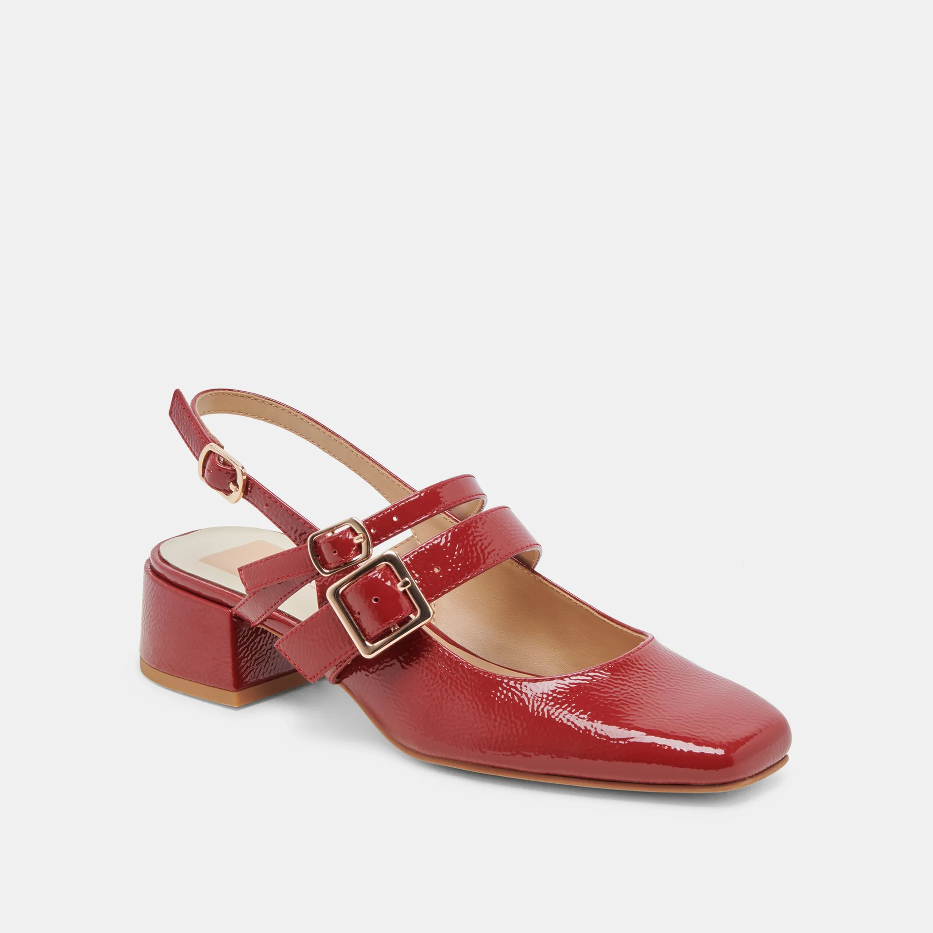 PATZY HEELS CRIMSON CRINKLE PATENT LEATHER | DolceVita.com