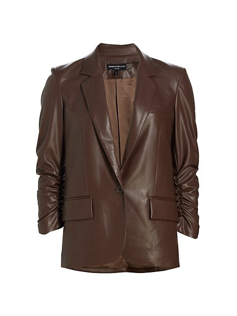 Generation Love Millie Ruched Vegan Leather Blazer | Saks Fifth Avenue