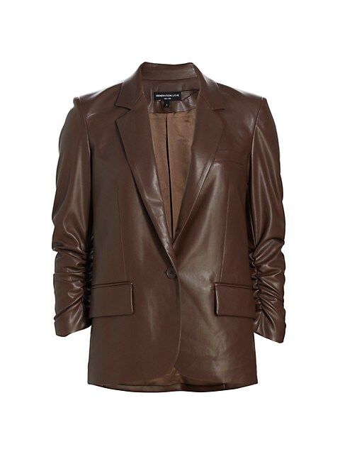 Millie Ruched Vegan Leather Blazer | Saks Fifth Avenue