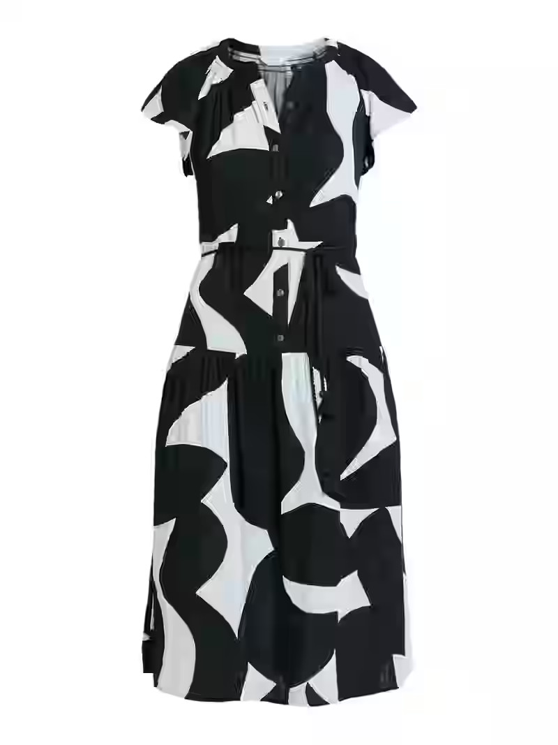 Time and Tru Women's Double Cloth Cotton Midi Dress, Sizes XS-XXXL | Walmart (US)