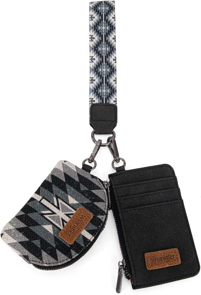 Wrangler Aztec Keychain Wristlet Wallets for Women Western Dual Pouch Wristlet Credit Card Holder... | Amazon (US)