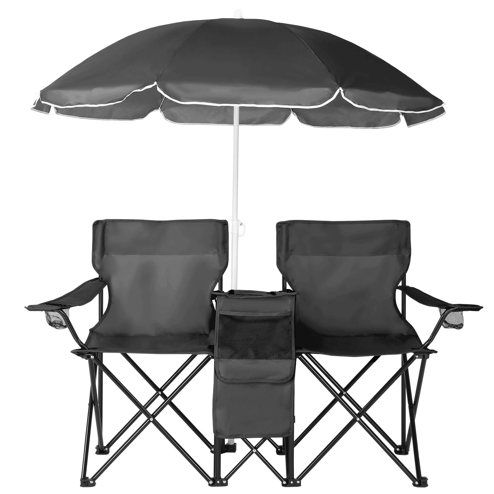 Ktaxon Camping Loveseat Chair, Folding Double Outdoor Chair with Removable Sun Umbrella & Carryin... | Walmart (US)