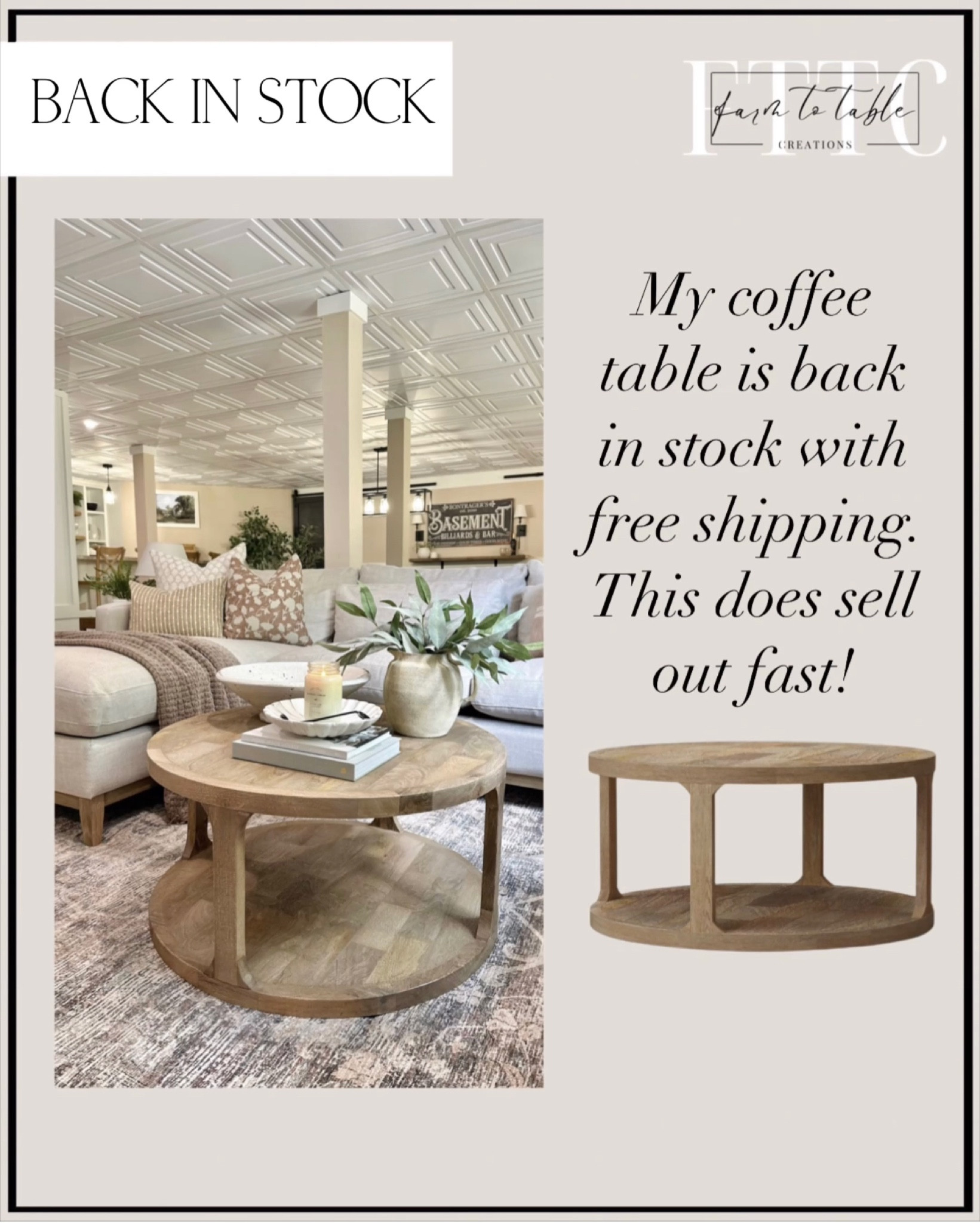 Castalia Round Natural Wood Coffee … curated on LTK