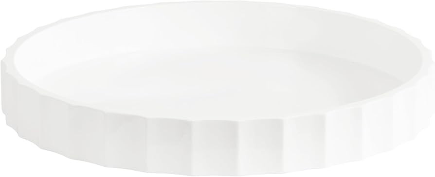 Kate and Laurel Lissi Decorative Round Tray with Wavy Design, 16 Inch Diameter, White, Modern Sca... | Amazon (US)