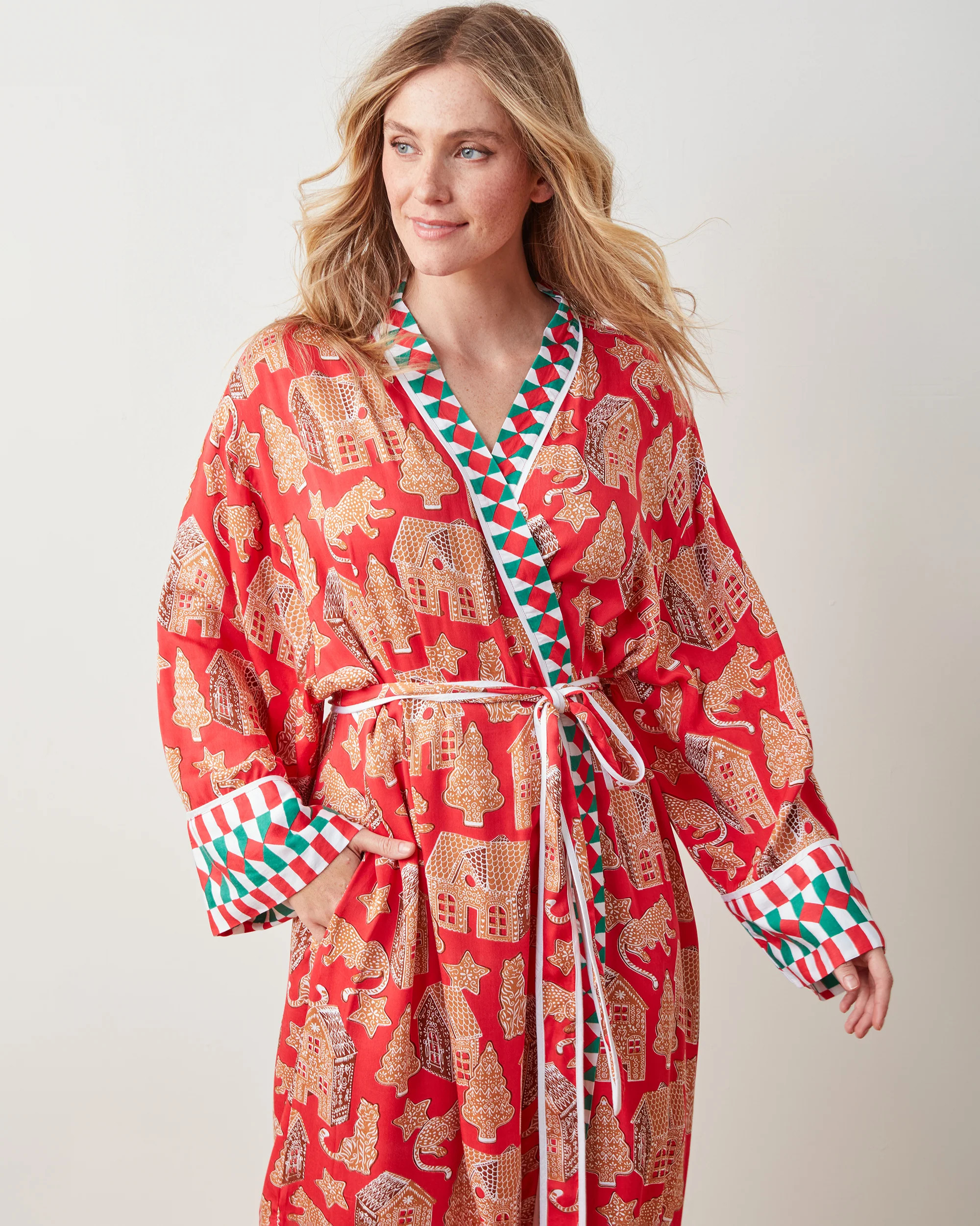 Gingerbread Party - Women's Satin Robe - Ruby | Printfresh