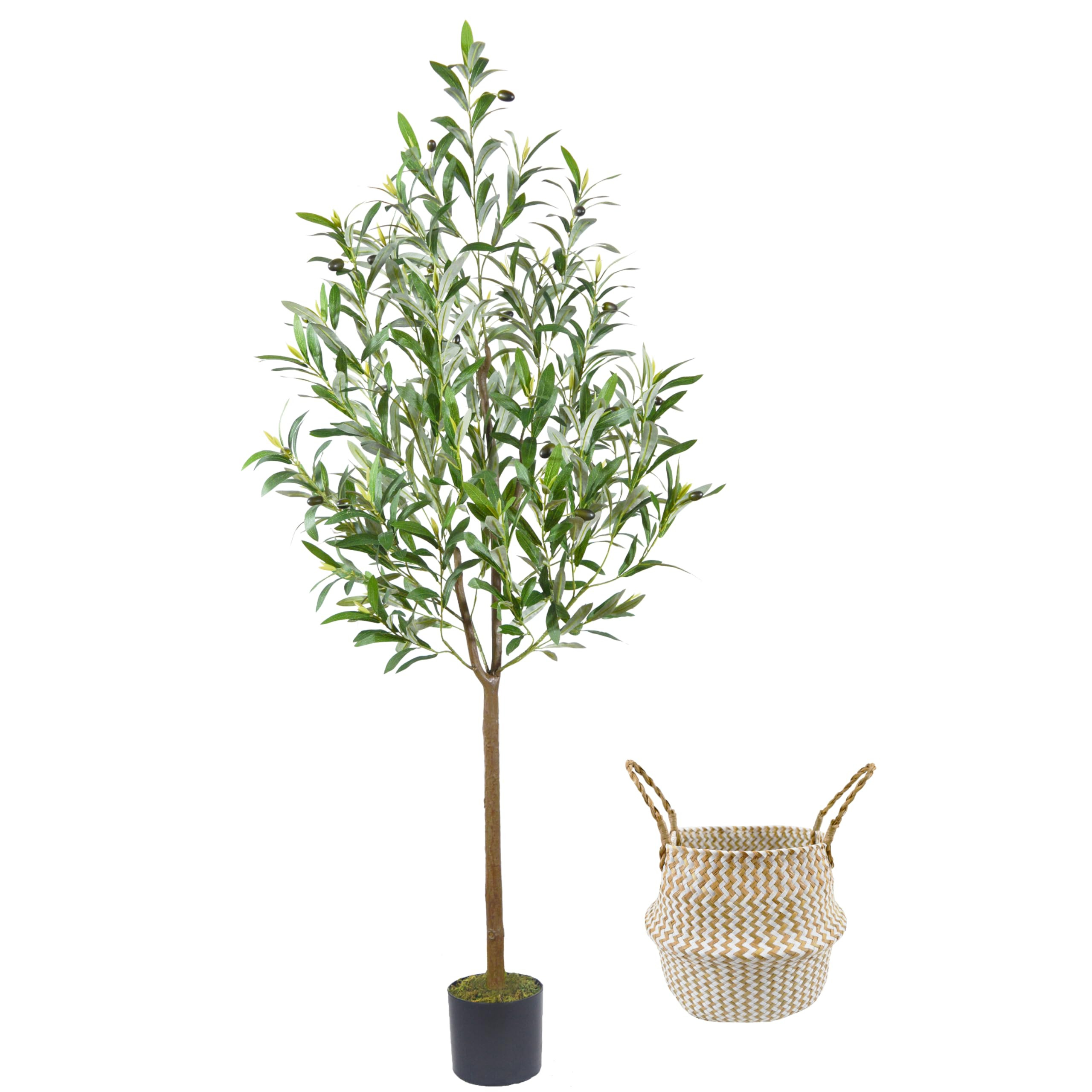 Artificial Olive Tree, 5ft Tall Fake Olive Leaves Plant with Basket, Indoor Outdoor Faux Olive To... | Amazon (US)