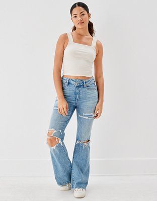 AE Ne(x)t Level Ripped Super High-Waisted Flare Jean | American Eagle Outfitters (US & CA)