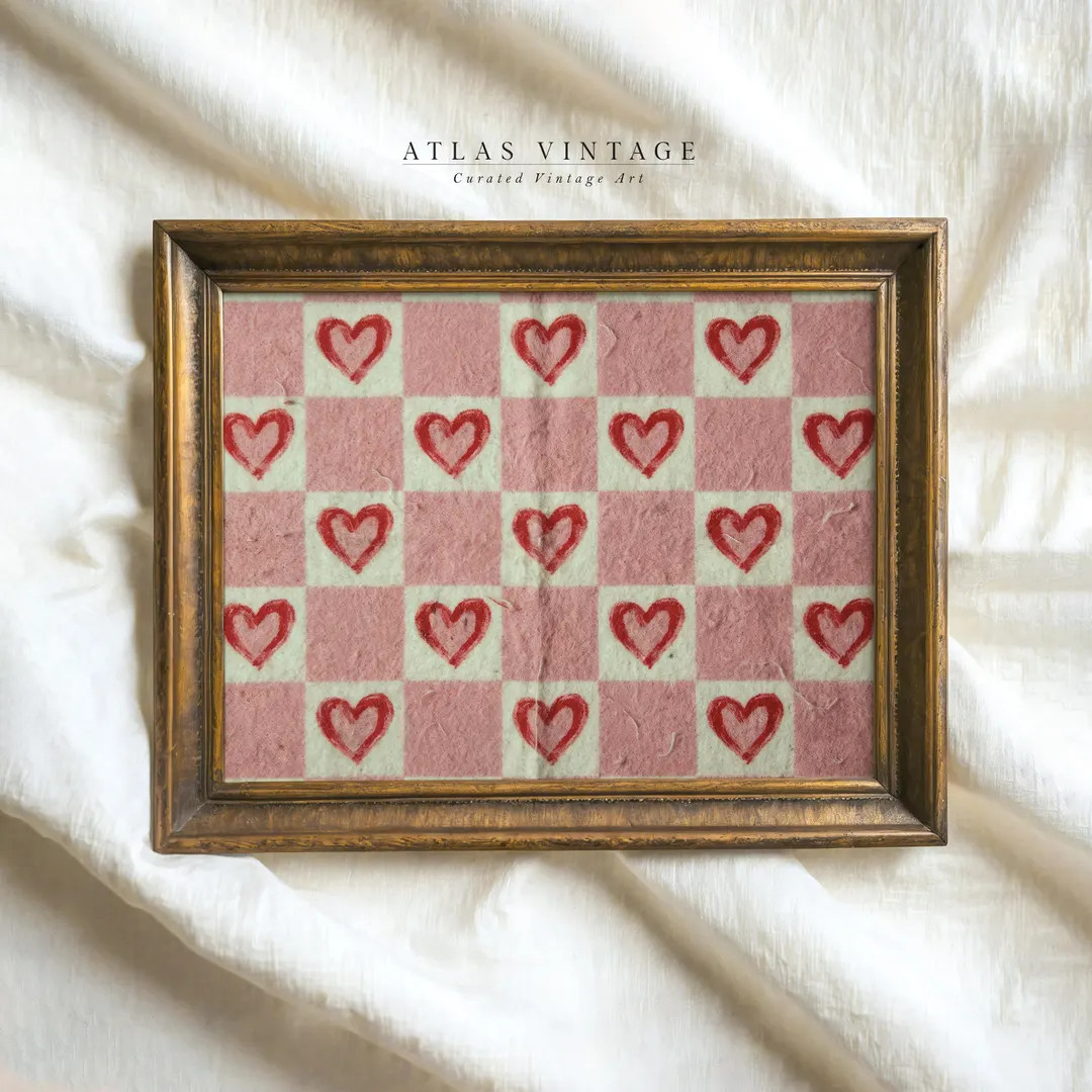 Valentine Heart Pattern Print, Soft Pink Romantic Fabric Wall Art (digital Download) - Etsy | Etsy (US)