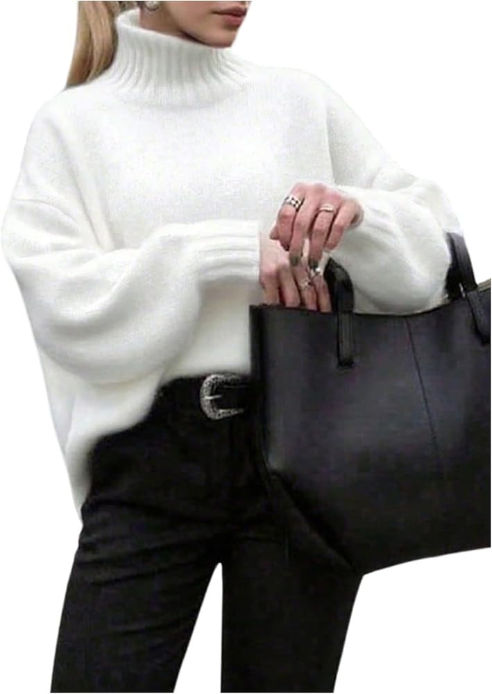 Verdusa Women's High Neck Comfy Pullover Sweaters Old Money Clothes Cozy Fall Tops | Amazon (US)
