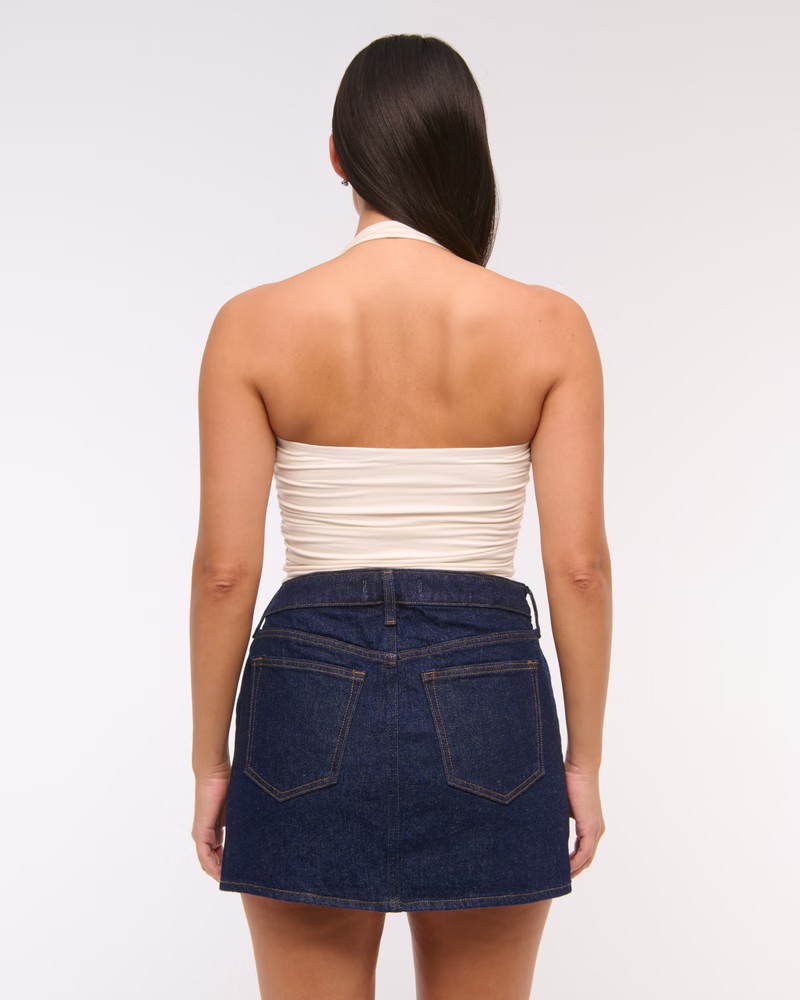 Curve Love Mid Rise Denim Mini Skirt | Abercrombie & Fitch (US)