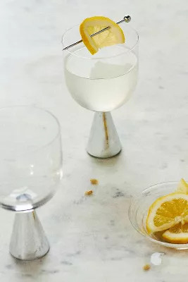 Ramona Chrome Wine Glasses, Set of 4 | Anthropologie (US)