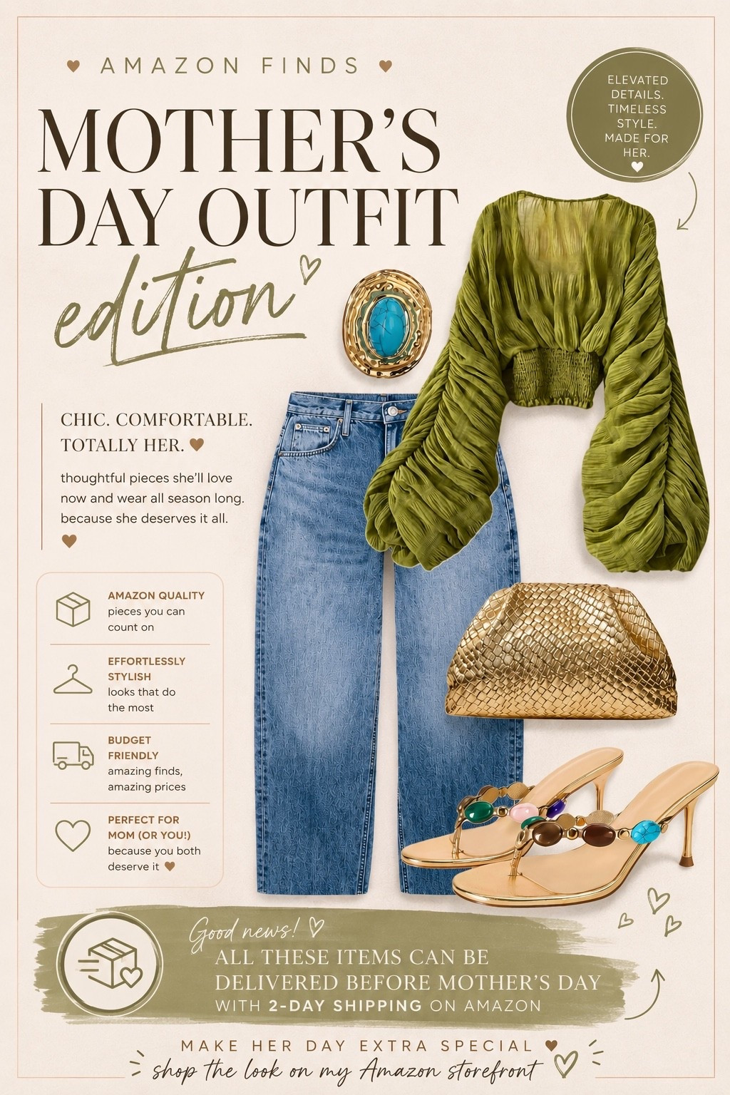 Last Minute Mother’s Day, but make it cute 🤍✨
Everything in this look can still arrive before Mother’s Day with Amazon Prime 2-Day Shipping 🚚💨

for the moms who deserve to feel pretty, effortless & put together without the stress 💅🏽
shop the full outfit on my Amazon Storefront 🫶🏽

#LTKMothersDay #LTKgrwm #LTKmomlife