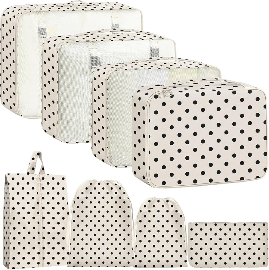 Packing Cubes for Travel - 8 Set Luggage Organizer Bags for Family, Mesh Breathable Packing Cubes... | Amazon (US)