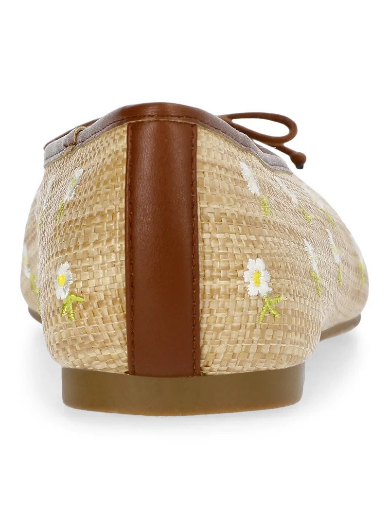 Free Assembly Women's Raffia Daisy Ballet Flats with Bow | Walmart (US)