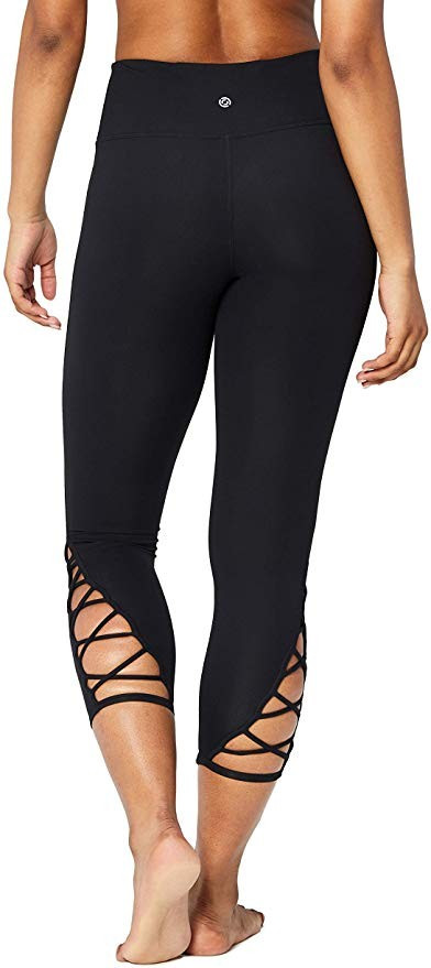 Amazon Brand - Core 10 Women's (XS-3X) High Waist Yoga Lattice 7/8 Crop Legging - 24" | Amazon (US)