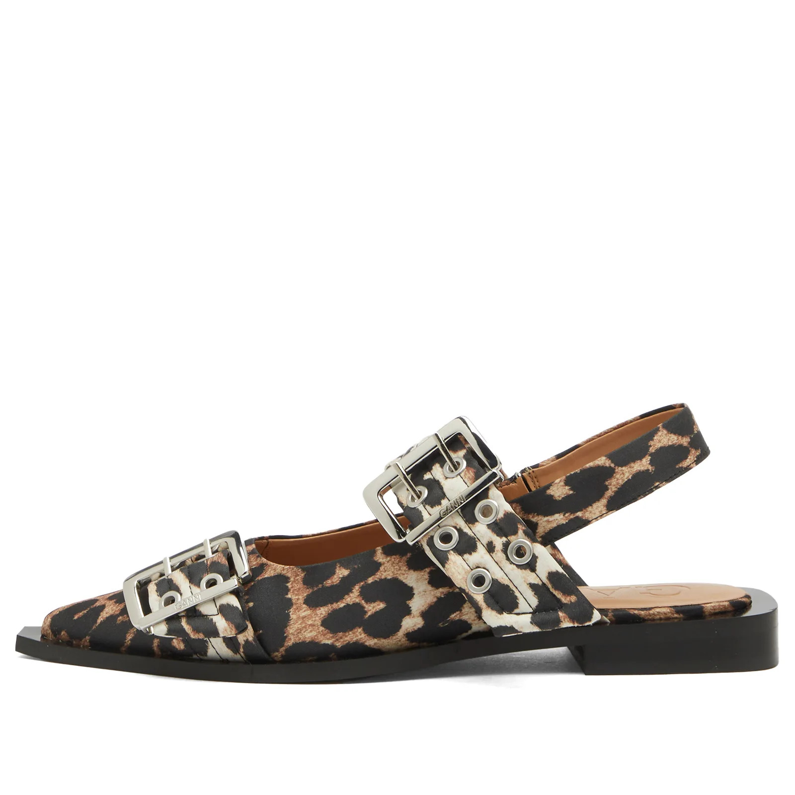 Ganni Feminine Buckle Ballerina Print Ballet Shoes Leopard | END. Clothing