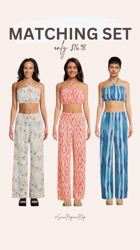 Matching Set, New Drop, Affordable Fashion, Summer Outfit, Two-Piece Set, Halter Top, Wide-Leg Pants, Printed Design, Floral Print, Ikat Pattern, Tie-Dye Style, Comfortable Wear, Trendy Look, Vacation Wear, Casual Chic 

#LTKStyleTip #LTKFindsUnder100 #LTKFindsUnder50