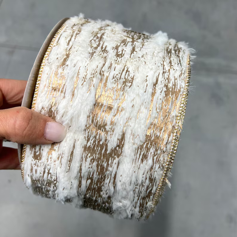 4 Champagne & Fur Ribbon 4 Designer Wired Ribbon 10 - Etsy | Etsy (US)