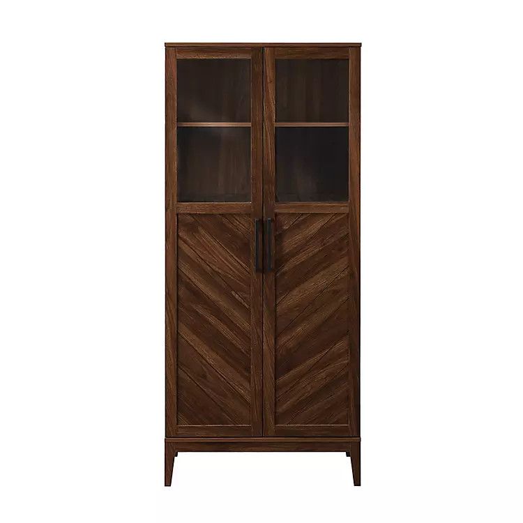 Dark Walnut Chevron Wooden Storage Cabinet | Kirkland's Home