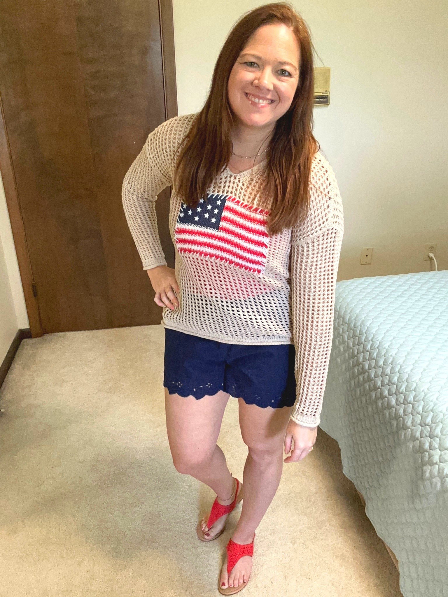 Patriotic outfit
Fourth of July 
Wearing medium in all
